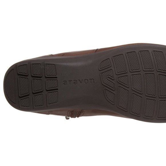 ARAVON New ANSTICE Comfort Wedge Leather Boot Womens 10~12 WIDE Bootie NIB BROWN - Picture 5 of 6